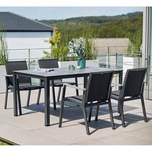 Siena Garden Anthrazit/Charcoal Velia 200/260x100cm 9-tlg. Grey Tisch mit Gartenmöbel-Set