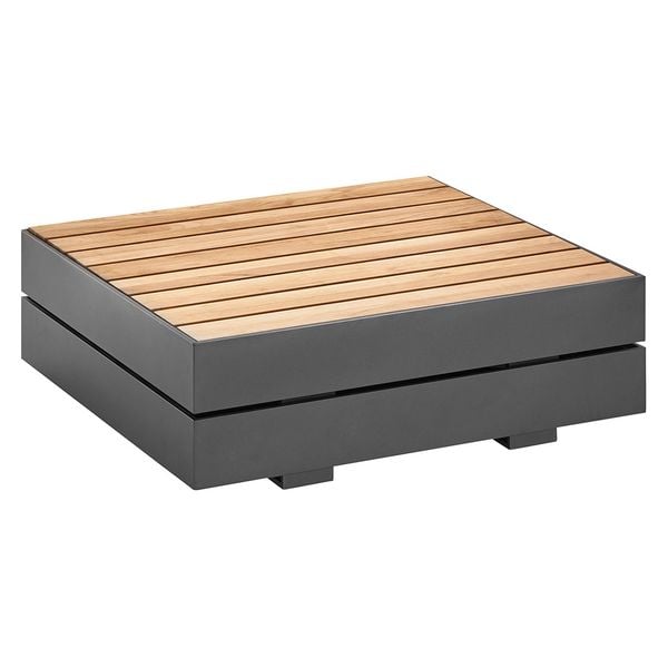 Solpuri Boxx Beistelltisch 90x90 cm Aluminium/Teak Natur|Dunkelgrau BOX-229-305-400